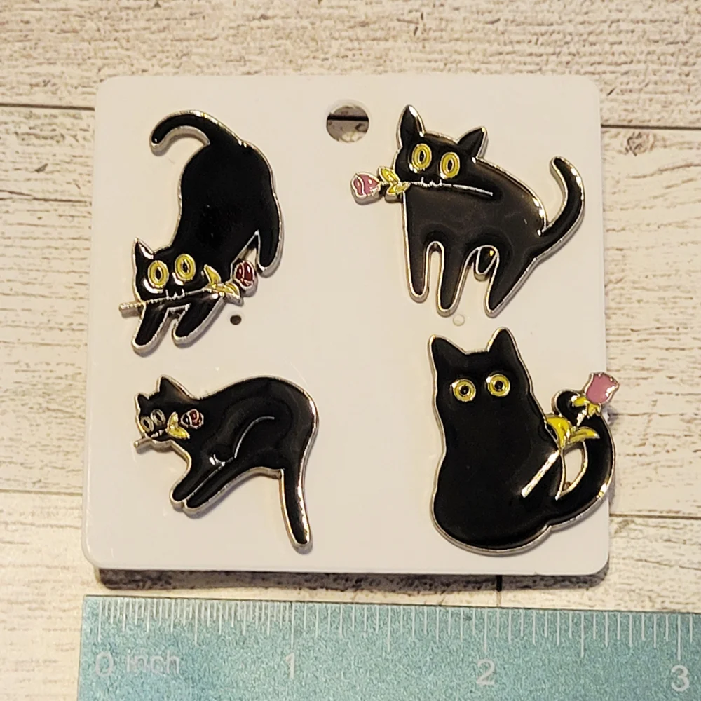 🖤Adorable Black Cat Enamel Pins Set - Picture 2 of 2